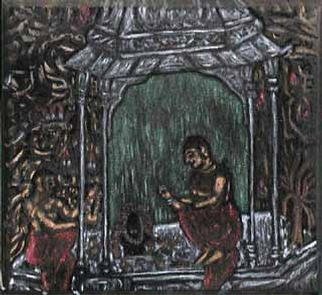 Richard Lazzara: 'devi siva lingam puja', 2001 Acrylic Painting, Culture. devi siva lingam puja 2000 is a raised canvas with vibrant colors on dense black so the black lingam merges in....