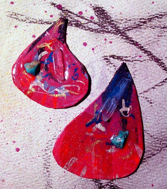 Artist Richard Lazzara. 'Fan The Fire Ear Ornaments' Artwork Image, Created in 1989, Original Pastel. #art #artist