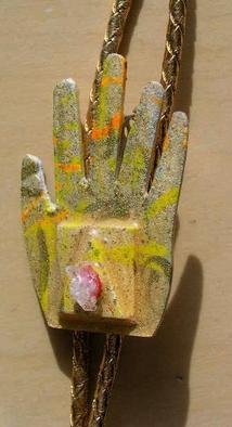 Richard Lazzara: 'gold hand bolo or pin ornament', 1989 Mixed Media Sculpture, Fashion. gold hand bolo or pin ornament from the folio LAZZARA ILLUMINATION DESIGN is available at 