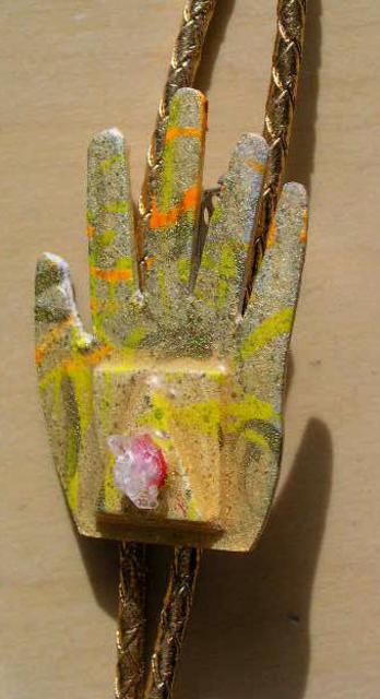 Artist Richard Lazzara. 'Gold Hand Bolo Or Pin Ornament' Artwork Image, Created in 1989, Original Pastel. #art #artist