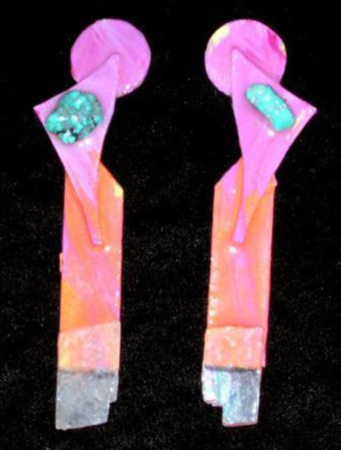 Artist Richard Lazzara. 'Ice Man Cometh Ear Ornaments' Artwork Image, Created in 1989, Original Pastel. #art #artist