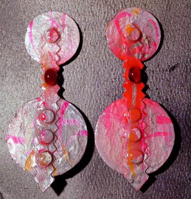 Artist Richard Lazzara. 'Jeanie Bottle Ear Ornaments' Artwork Image, Created in 1989, Original Pastel. #art #artist