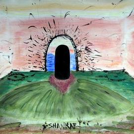 Richard Lazzara: 'lingam temple at the beach', 1995 Acrylic Painting, Visionary. Artist Description: lingam temple at the beach 1995  from the folio DRAWING ON SHIVA  is available at 