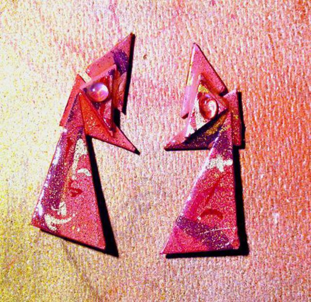 Artist Richard Lazzara. 'Moonstone In Fashion Ear Ornaments' Artwork Image, Created in 1989, Original Pastel. #art #artist