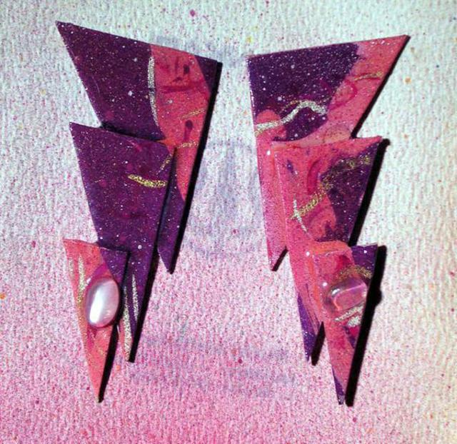 Artist Richard Lazzara. 'Moonstone Way Ear Ornaments' Artwork Image, Created in 1989, Original Pastel. #art #artist