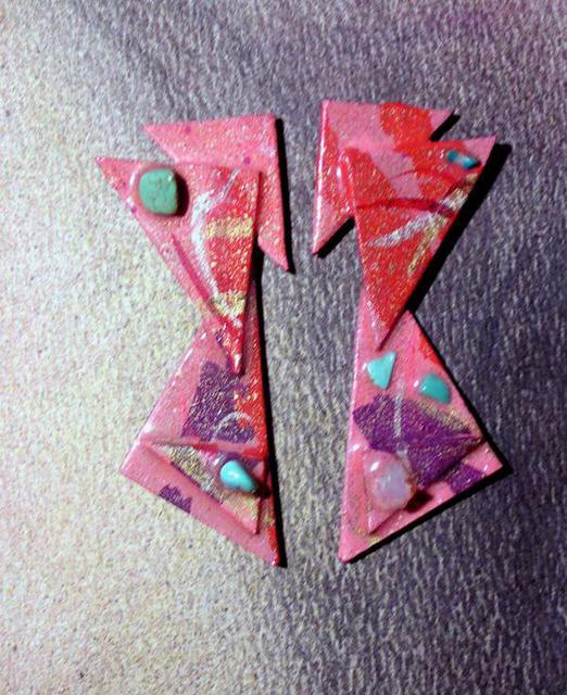 Artist Richard Lazzara. 'More About Triangles Ear Ornaments' Artwork Image, Created in 1989, Original Pastel. #art #artist