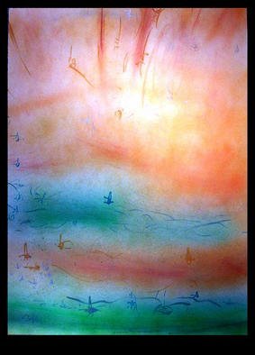 Richard Lazzara: 'moving by', 1988 Calligraphy, Visionary. moving by 1988  is a sumie calligraphy painting in mixed media, a 3 part panel from 