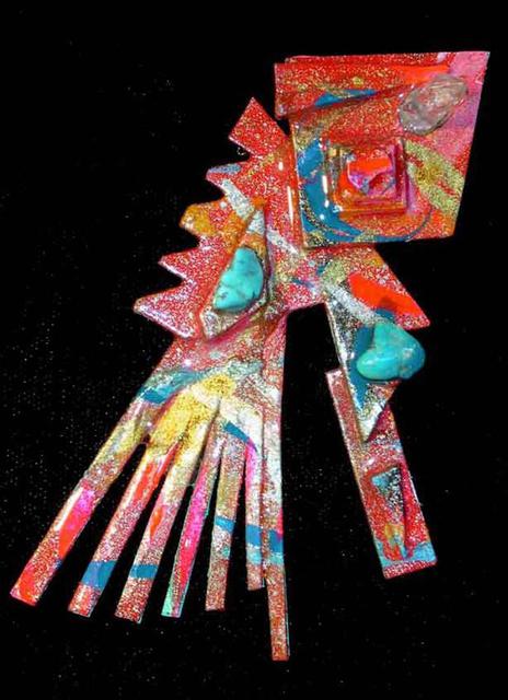 Artist Richard Lazzara. 'Native Feathers Pin Ornament' Artwork Image, Created in 1989, Original Pastel. #art #artist
