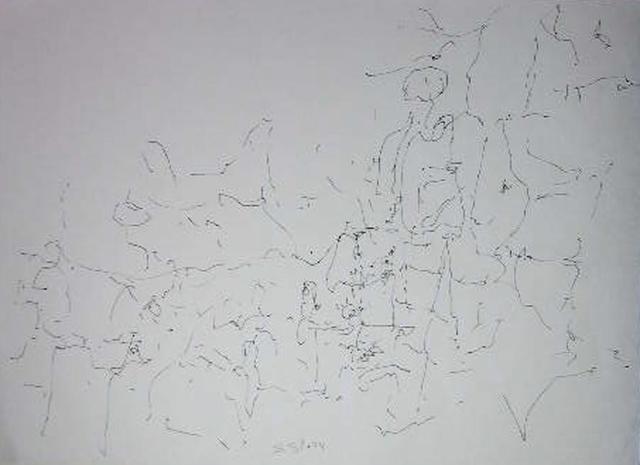Richard Lazzara  'Observe People Who', created in 1974, Original Pastel.