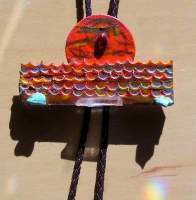 Richard Lazzara  'Ocean Sunset Bolo Or Pin Ornament', created in 1989, Original Pastel.