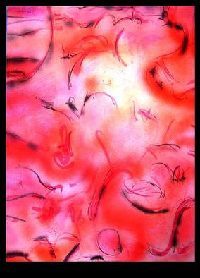 Richard Lazzara: 'over the border', 1988 Calligraphy, Visionary. over the border 1988 is a sumie calligraphy painting in mixed media, a 3 part panel from 