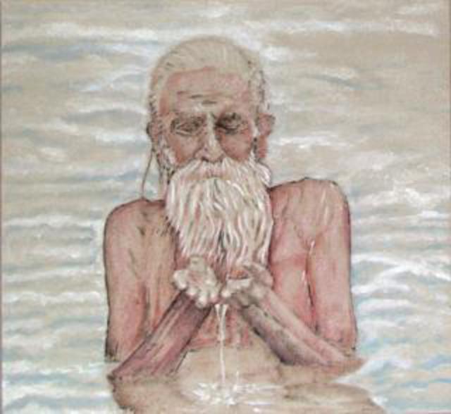 Artist Richard Lazzara. 'Puja Of  Water Unto Gangama' Artwork Image, Created in 2004, Original Pastel. #art #artist