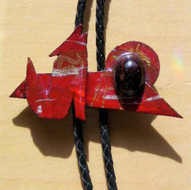 Artist Richard Lazzara. 'Red Coyote Bolo Or Pin Ornament' Artwork Image, Created in 1989, Original Pastel. #art #artist