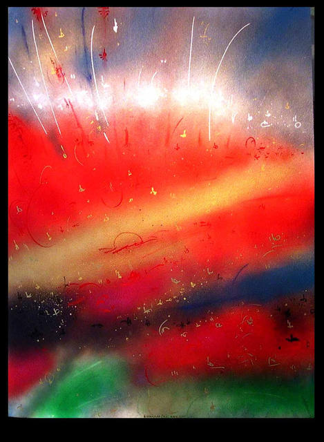 Artist Richard Lazzara. 'Red Cut' Artwork Image, Created in 1986, Original Pastel. #art #artist