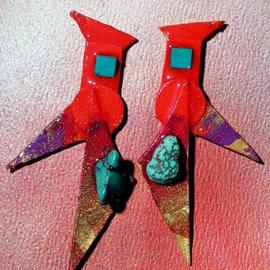 red gradual turquoise ear ornaments By Richard Lazzara