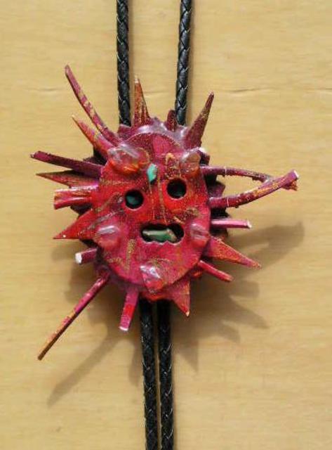 Artist Richard Lazzara. 'Red Sun Bolo Or Pin Ornament' Artwork Image, Created in 1989, Original Pastel. #art #artist