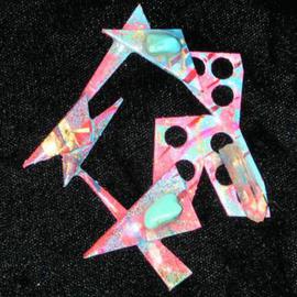 Richard Lazzara: 'rings of love pin ornament', 1989 Mixed Media Sculpture, Fashion. Artist Description: rings of love pin ornament from the folio LAZZARA ILLUMINATION DESIGN is available at 