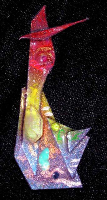 Artist Richard Lazzara. 'Ruby Eye Pin Ornament' Artwork Image, Created in 1989, Original Pastel. #art #artist