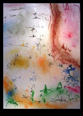 Richard Lazzara: 'stabilizing the mind', 1988 Calligraphy, Visionary. stabilizing the mind 1988 is a sumie calligraphy painting in mixed media, a 3 part panel from 