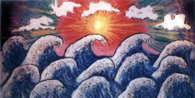 Artist Richard Lazzara. 'Sunami Of Enlightenment' Artwork Image, Created in 1991, Original Pastel. #art #artist