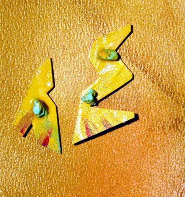 Richard Lazzara  'Talking Shapes Poetry Ear Ornaments', created in 1989, Original Pastel.