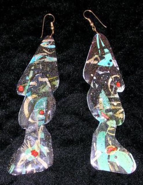 Richard Lazzara  'Tectonic Plates Ear Ornaments', created in 1989, Original Pastel.