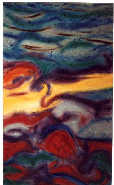 Artist Richard Lazzara. 'Volcano On Ocean Floor' Artwork Image, Created in 1987, Original Pastel. #art #artist