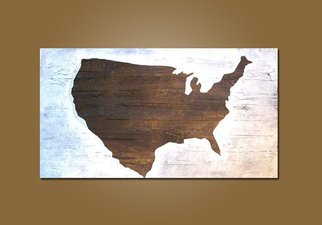 Shanna Daley: 'USA Map', 2014 Acrylic Painting, Abstract.   painting, art, artwork, world map, home decor, wall decor, USA map, abstract, contemporary art, modern art, rustic art, brown, white, fence, wood, texture, heavy texture, white, cottage, rustic, gold   ...