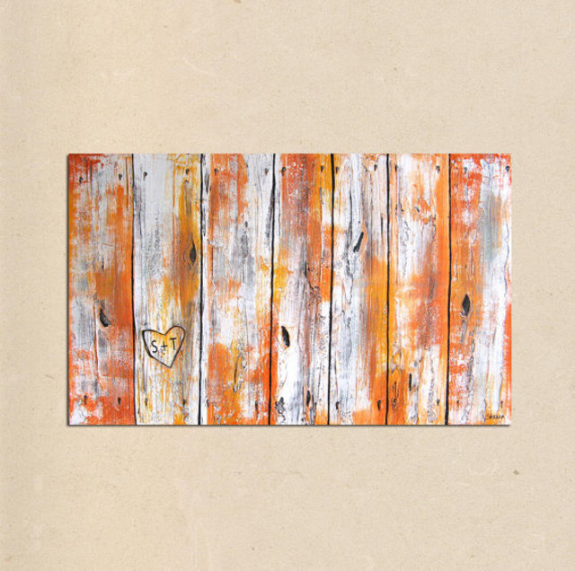 Shanna Daley  'Rustic Carved Heart Wood Fence', created in 2014, Original Painting Acrylic.