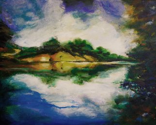 Shelly Leitheiser: 'Convergence', 2013 Acrylic Painting, Landscape.  This is an impressionistic dreamy landscape created by rubbing the paint into the canvas. The subject is the merging of the Mopan and Macal rivers in western Belize, where I photographed this in 2012. ...