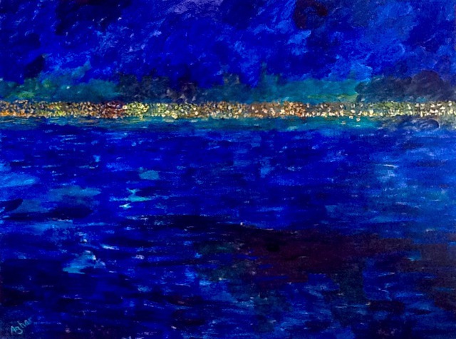 Azhar Shemdin  'Lake Ontario At Night', created in 2016, Original Reproduction.