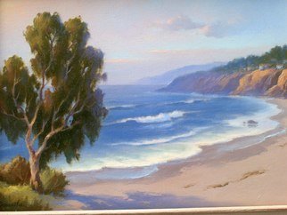 Sheri Daniels-wood: 'San Clemente Beach', 1983 Oil Painting, Seascape.      This is a painting of the B beach in San Cemente CA. by Earl Daniels    ...