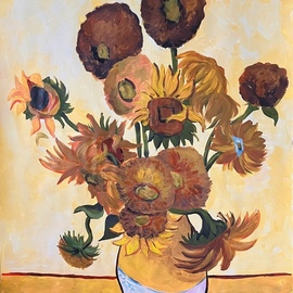 Tamara Shevchuk: 'sunflowers', 2023 Acrylic Painting, Expressionism. Artist Description: Copy of Ivan Gogh s famous painting  Sunflowers  70x90 cm...