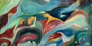 Dan Shiloh: 'abstract sea', 2023 Oil Painting, Abstract. An abstract oil painting on canvas illusion of sea life...