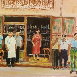 Dan Shiloh: 'bar in italy', 2023 Acrylic Painting, Urban. Artist Description: Scene from a coffee bar in south Italy...