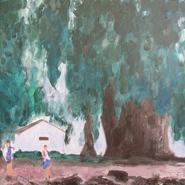 Dan Shiloh: 'israel village', 2023 Acrylic Painting, Landscape. Artist Description: Village scenery in Israel...