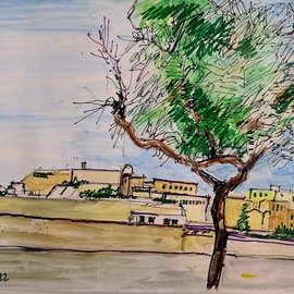 Dan Shiloh: 'malta', 2023 Tempera Painting, Landscape. Artist Description: Malta harbor...