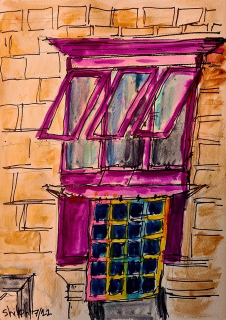 Artist Dan Shiloh. 'Malta Window' Artwork Image, Created in 2023, Original Painting Tempera. #art #artist