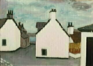 Dan Shiloh: 'village in scotland', 2023 Acrylic Painting, Architecture. Village in Scotland ...