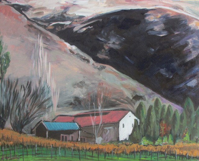 Artist Dan Shiloh. 'Winery New Zeland' Artwork Image, Created in 2023, Original Painting Tempera. #art #artist