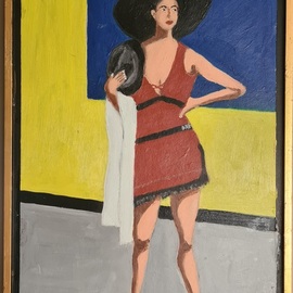 Dan Shiloh: 'woman selling hats', 2023 Acrylic Painting, Cityscape. Artist Description: Woman selling hats in La Boca Buenos Aires...