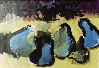 Veronica Shimanovskaya: 'Blue pears', 1990 Gouache Drawing, Still Life. 