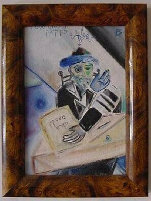 Shoshannah Brombacher: 'Nisht Kayn Vort', 1992 Oil Painting, Judaic. The Kotzker Rebbe was a very taciturn man, a recluse who prefered to stay alone in his study. The yiddish titel means: No word ( viz. , silence)...