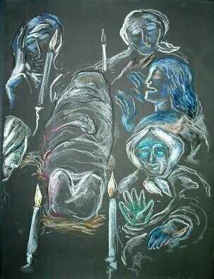 Shoshannah Brombacher: 'The Death of Sarah', 2006 Pastel, Death.  This is one of my many drawings based on the parsha ( weekly Torah portion) : the death of Sarah.Please CONTACT me for all information about price, availability, commissions etc. at: SHOSHBM@ AOL. COM Thank you ...