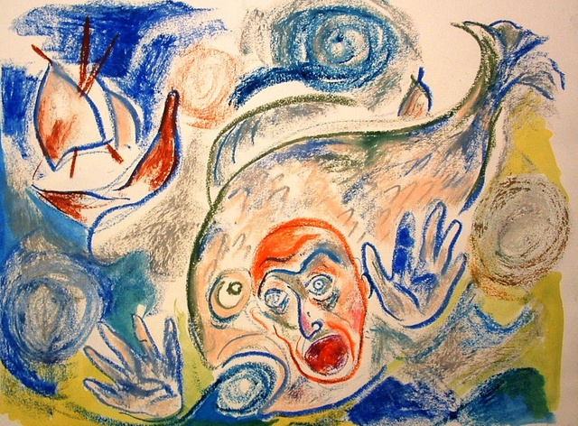 Shoshannah Brombacher  'Yona In The Fish', created in 1995, Original Painting Other.
