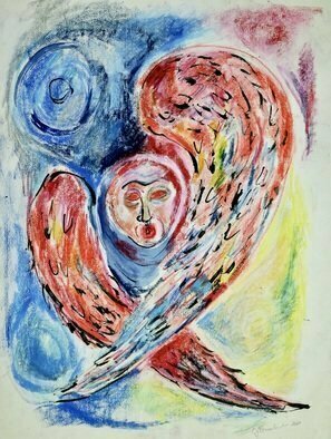 Shoshannah Brombacher: 'lockdown 2', 2020 Oil Pastel, Healing. The anxiety caused by the lockdown in New York hovers like a winged creature on your neck. ...