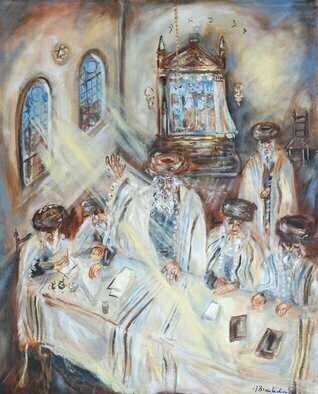 J. Brombacher: 'trial of the shpoler zeide 1', 2017 Oil Painting, History. I am illustrating a book about the Shpoler Zeide, a famous Chassidic Rebbe, by Dr. J. Paull and J. Briskman. There are many stories about the Shpoler Zayda  or: Zeide . I made pastel drawings and oil paintings. They will be included in the book, but the originals are for sale. ...