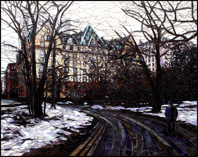 Artist Sandra Bryant. 'Central Park In The Snow' Artwork Image, Created in 2014, Original Mosaic. #art #artist