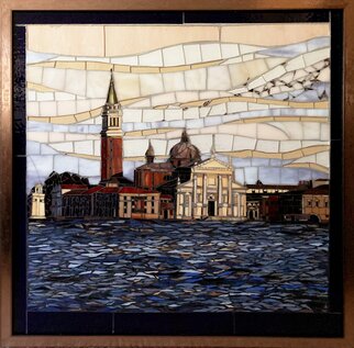 Sandra Bryant: 'across the water', 2022 Mosaic, Cityscape. This mosaic was inspired by a trip to Venice, Italy looking across the lagoon. ...