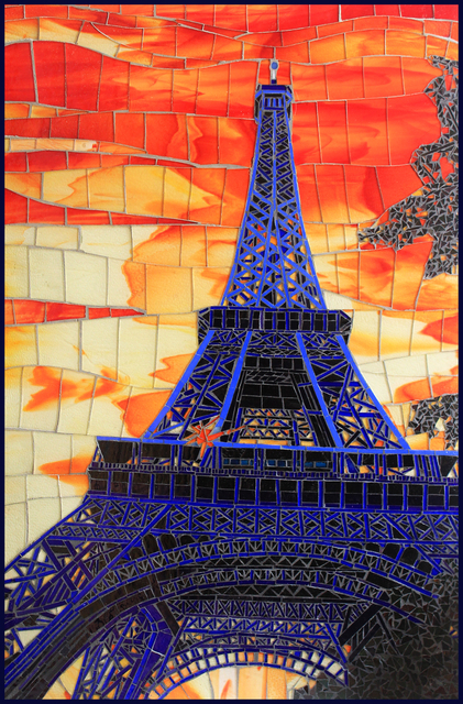 Artist Sandra Bryant. 'Eiffel In Blue' Artwork Image, Created in 2020, Original Painting Oil. #art #artist
